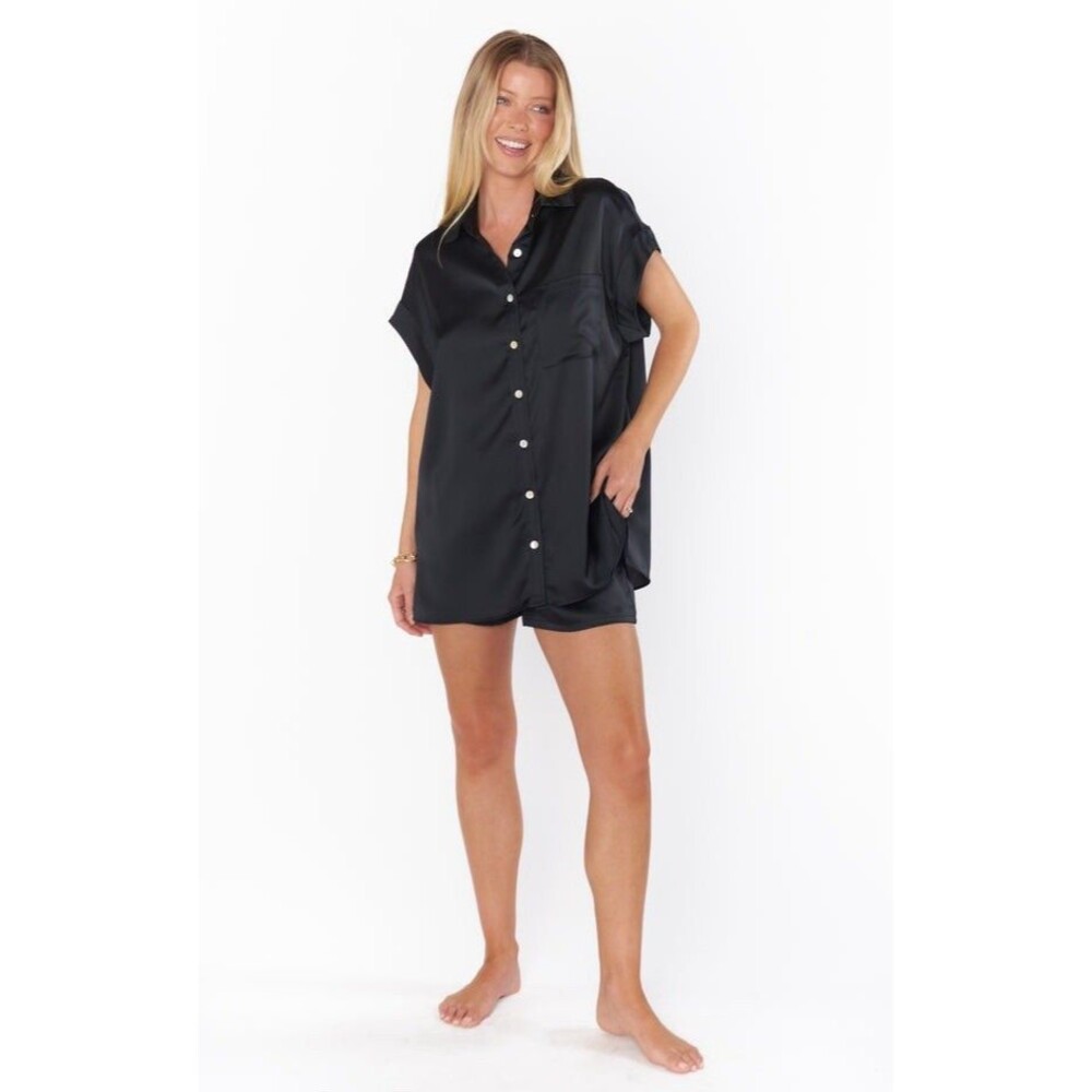 Show Me Your MUMU Best Day Button Up in Black Size Medium MSRP $68